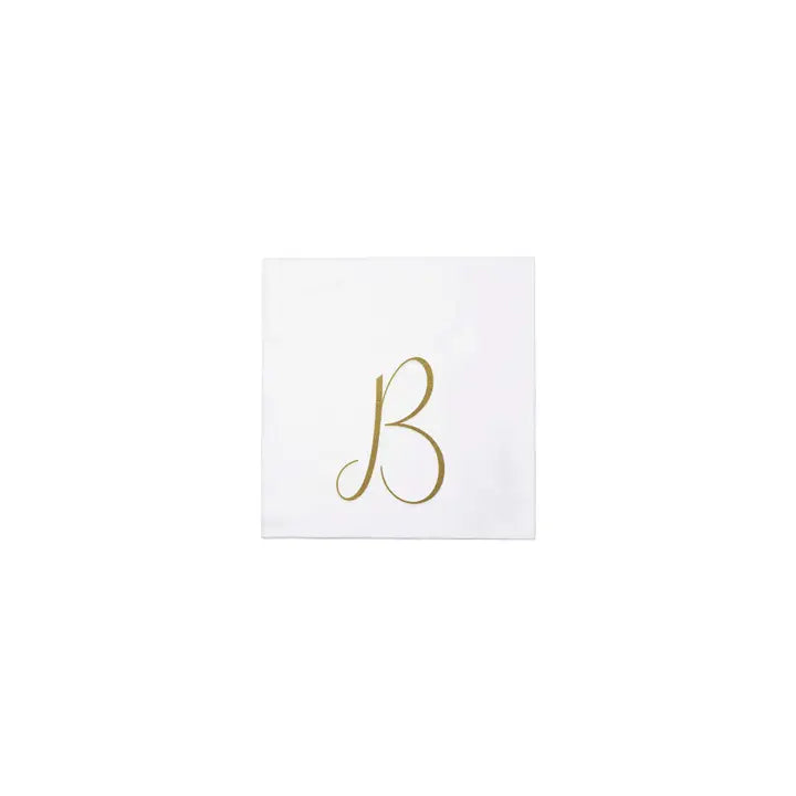 Vietri Papersoft Gold Monogram Cocktail Napkins, B