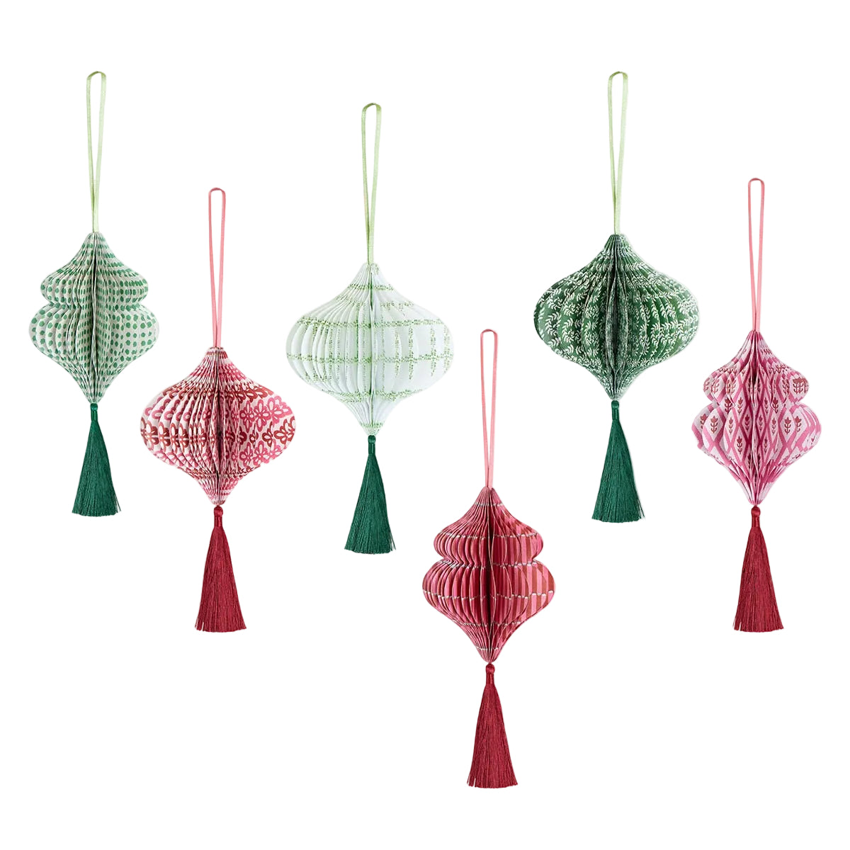 Meri Meri x Molly Mahon Paper Honeycomb Tree Decorations, Set of 6