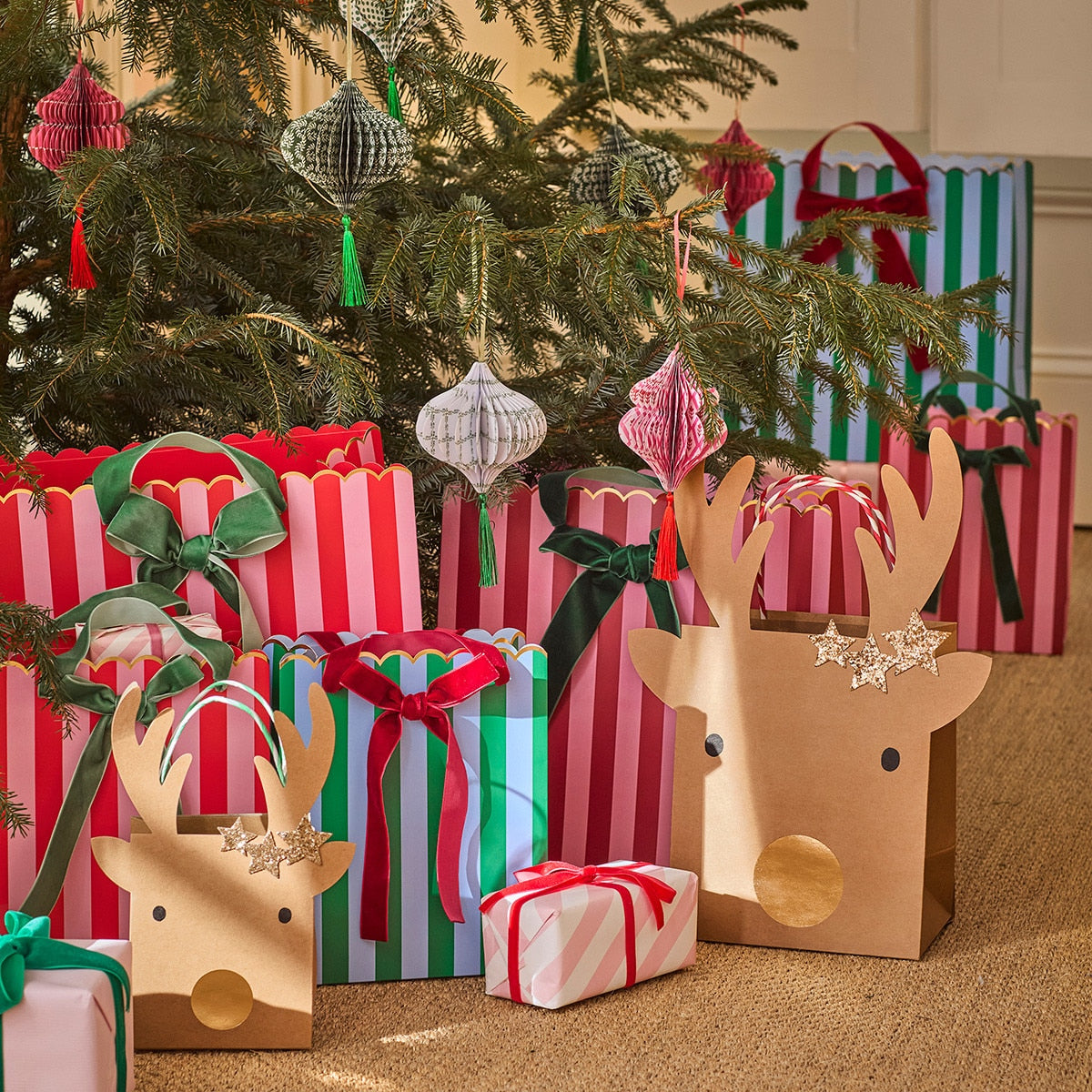 Meri Meri x Molly Mahon Paper Honeycomb Tree Decorations, Set of 6