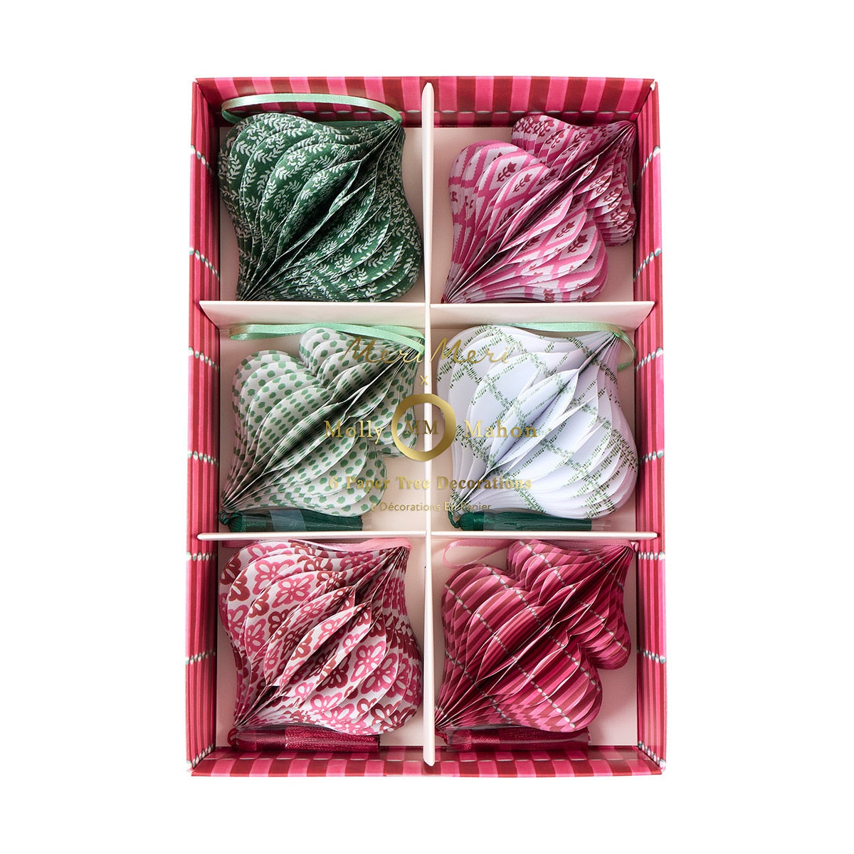 Meri Meri x Molly Mahon Paper Honeycomb Tree Decorations, Set of 6