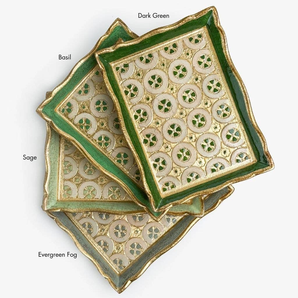 Chola Carved Mini Tray, Sage Green