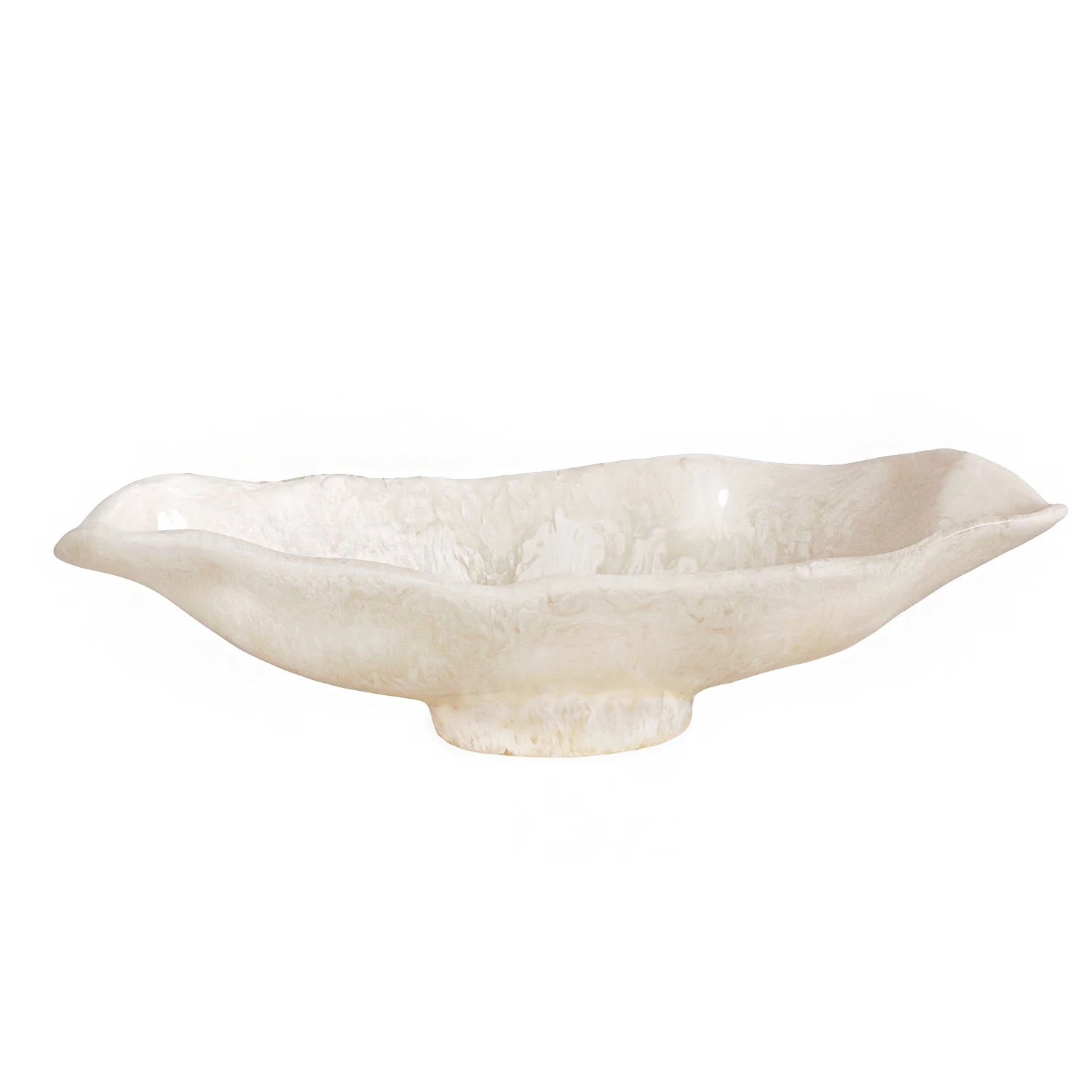 Beatriz Ball Resin Alabaster Medium Oval Bowl, White Swirl