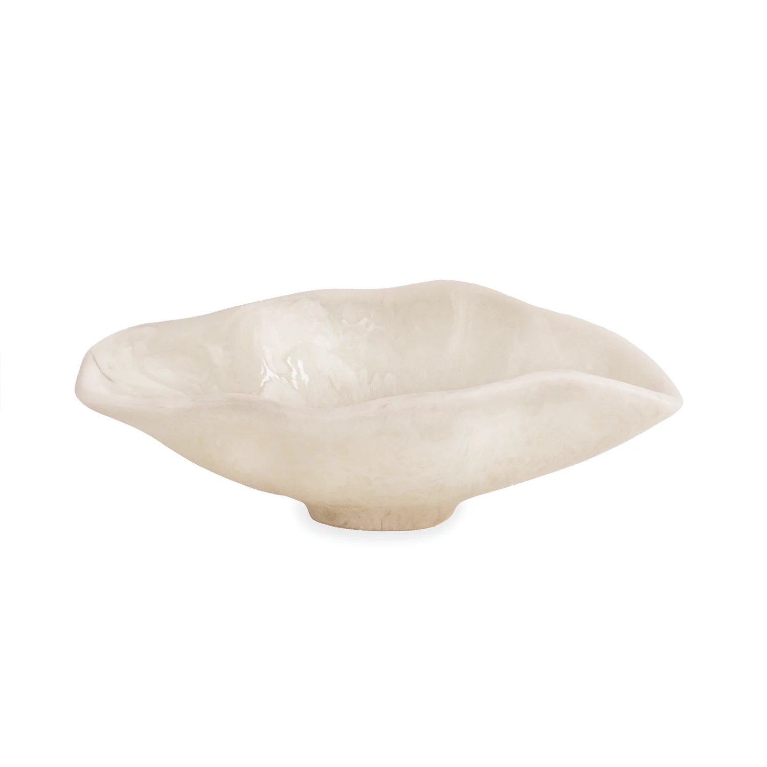 Beatriz Ball Resin Alabaster Small Oval Bowl, White Swirl