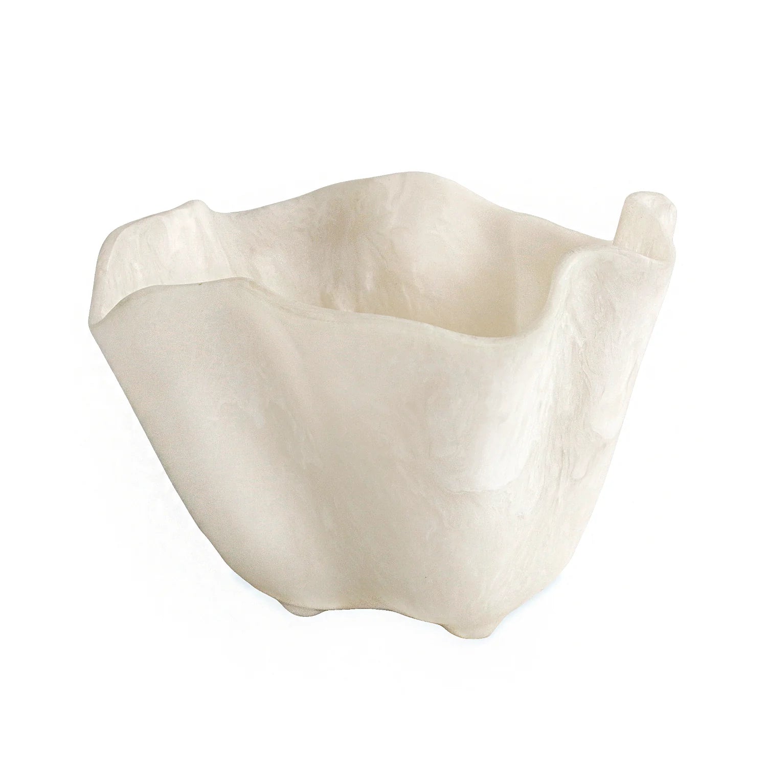 Beatriz Ball Resin Alabaster Ice Bucket, White Swirl