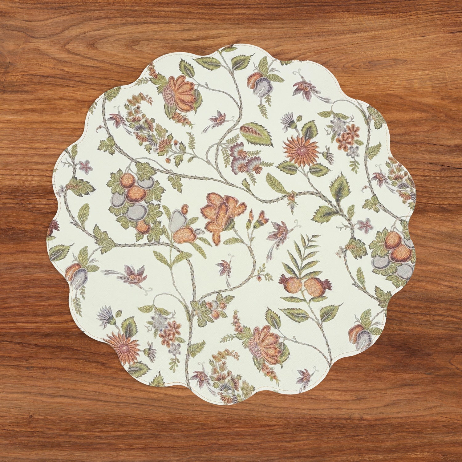 VIDA Autumn & Branches Reversible Placemats, Persimmon & Green