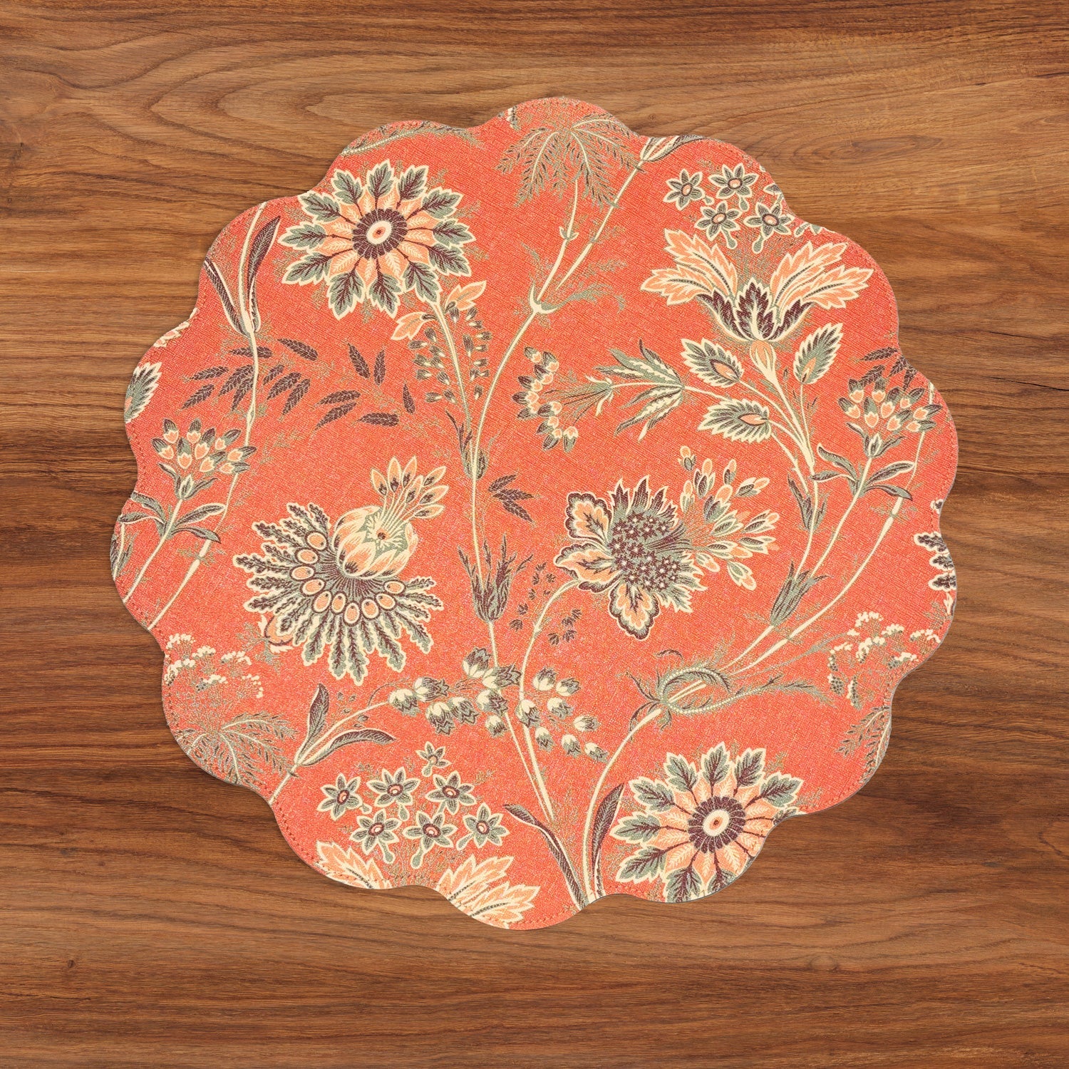 VIDA Autumn & Branches Reversible Placemats, Persimmon & Green