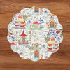Beatriz Ball VIDA Pagoda and Carlie Plaid Reversible 15.5 Round Placemats, Red & Orange