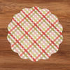 Beatriz Ball VIDA Pagoda and Carlie Plaid Reversible 15.5 Round Placemats, Red & Orange