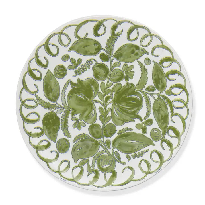 Amalfi Dinner Plate, White & Green