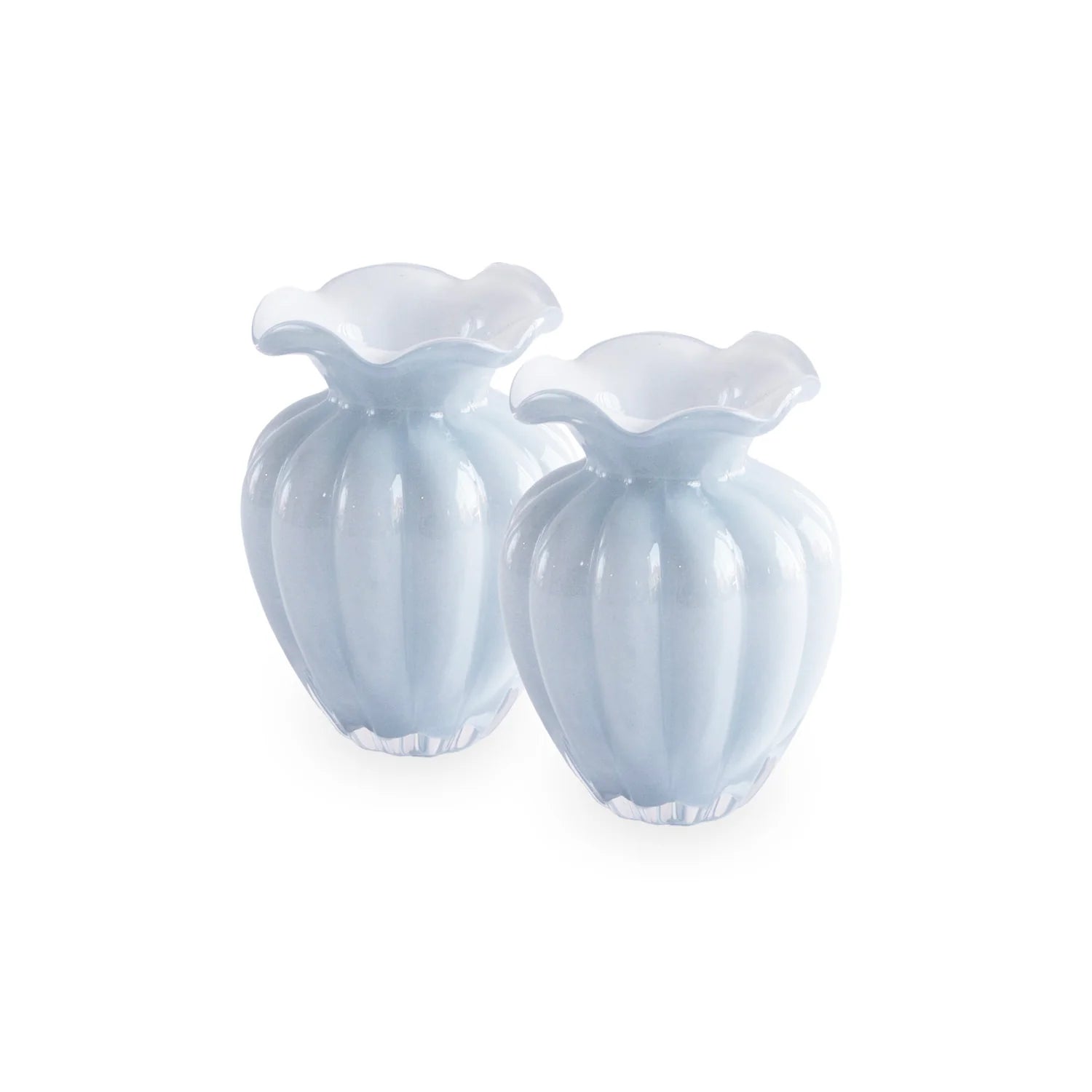 Beatriz Ball Glass Petal Small Vase, Set of 2, Periwinkle