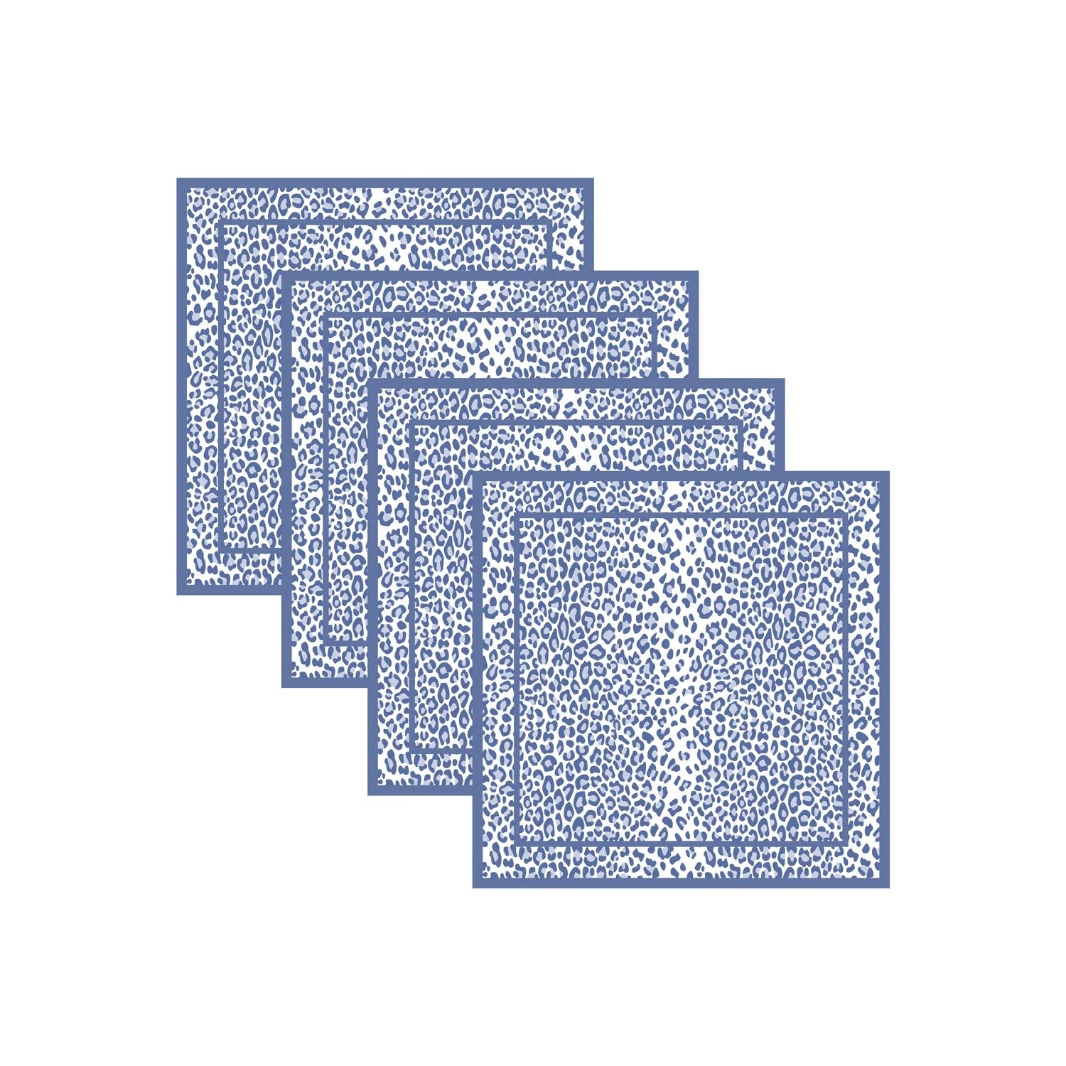 Beatriz Ball Linen Leopard Napkins, Blue & White, Set of 4