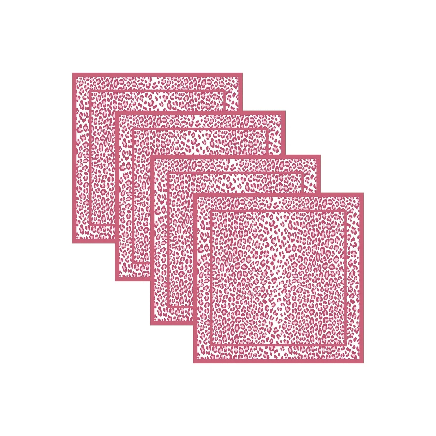 Beatriz Ball Linen Leopard Napkins, Pink & White, Set of 4