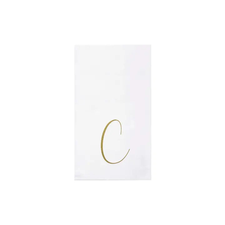 Vietri Papersoft Gold Monogram Guest Towel Napkins, C
