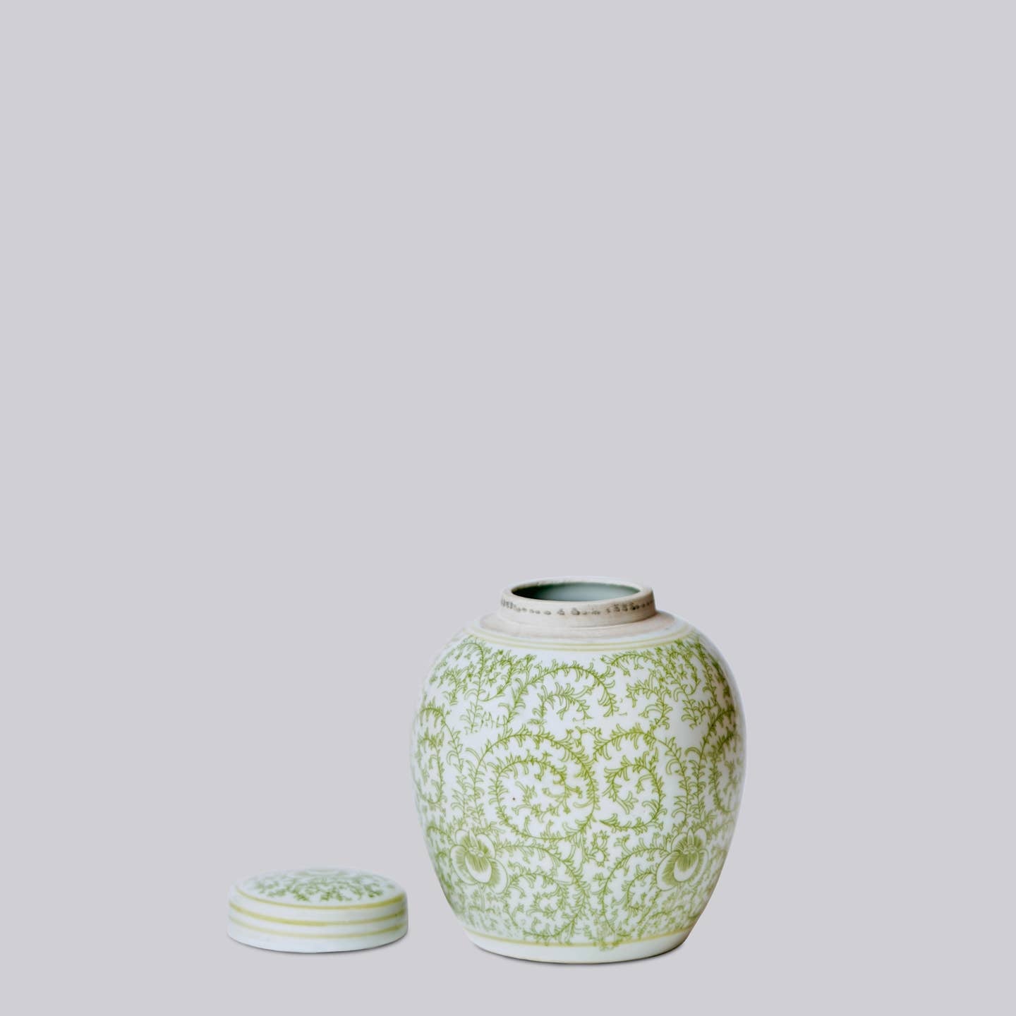 Gren Scrolling Peony Round Jar