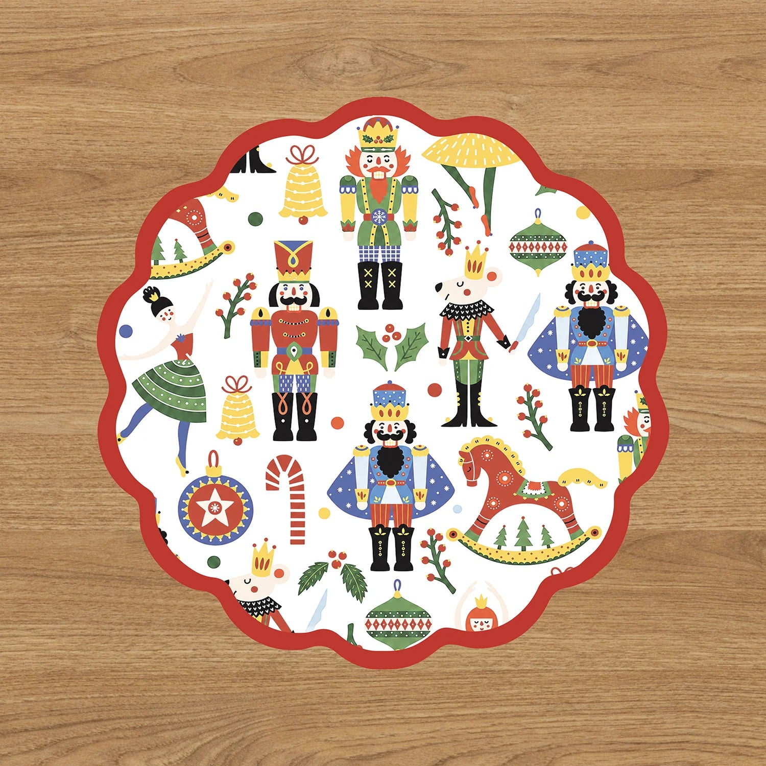 Beatriz Ball Vida Nutcracker and Plaid Reversible Placemats, Red & Green