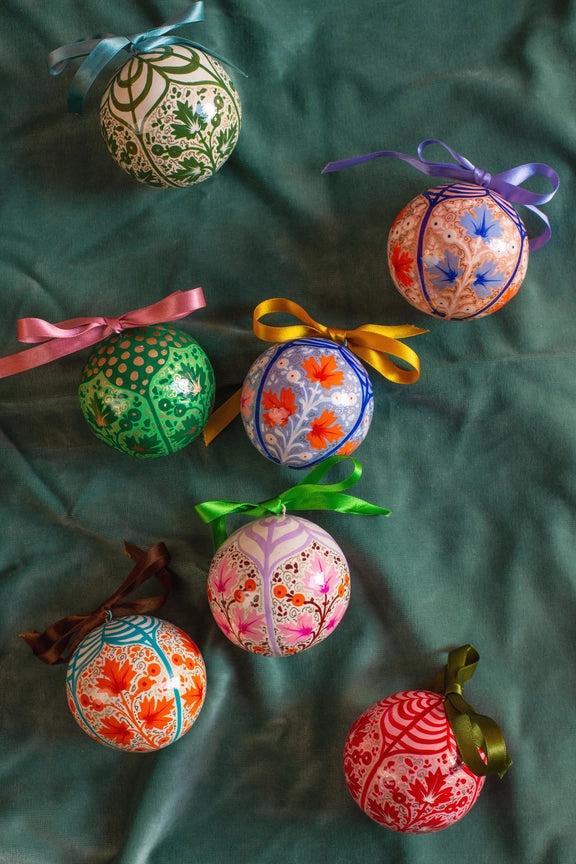 Pink & Lilac Kashmiri Handpainted Ornament