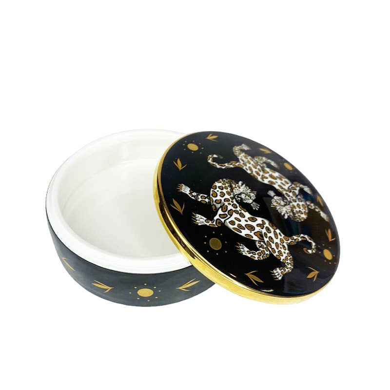 Cheetah Dance Ceramic Trinket Box