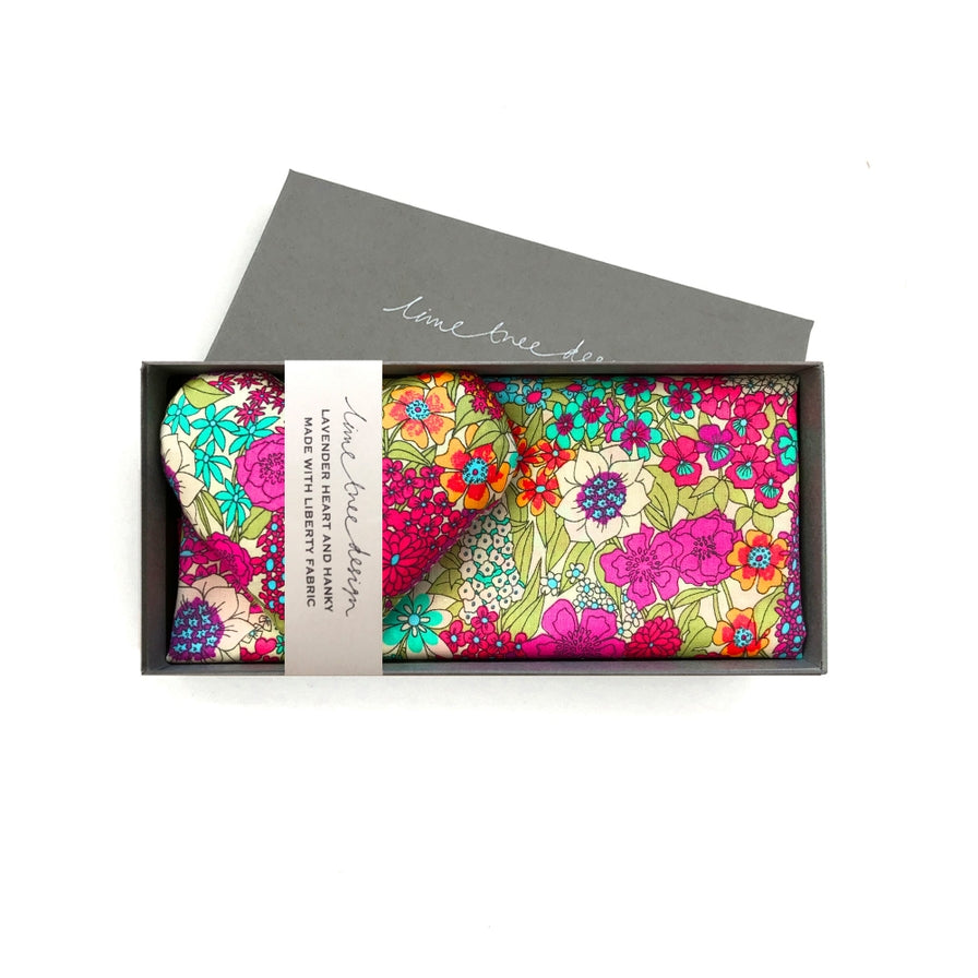 Lavender Heart Sachet & Liberty Hanky, Ciara Lime