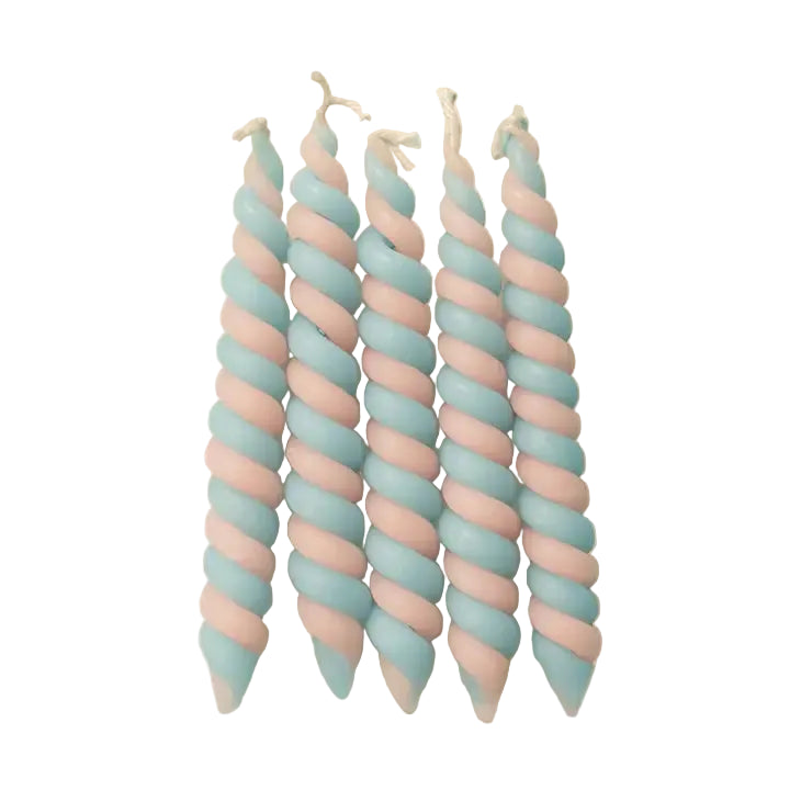 Cloudy Sky Twisted Beeswax Candles, Set of 5