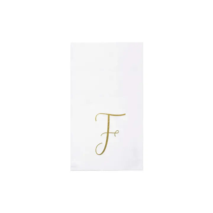 Vietri Papersoft Gold Monogram Guest Towel Napkins, F
