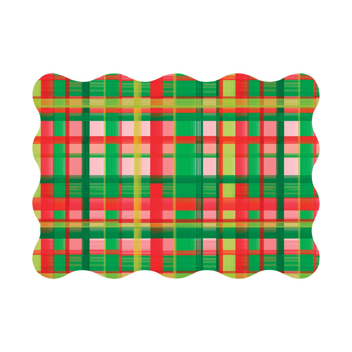 Holiday Plaid Scalloped Rectangle Paper Placemat, Pack of 24