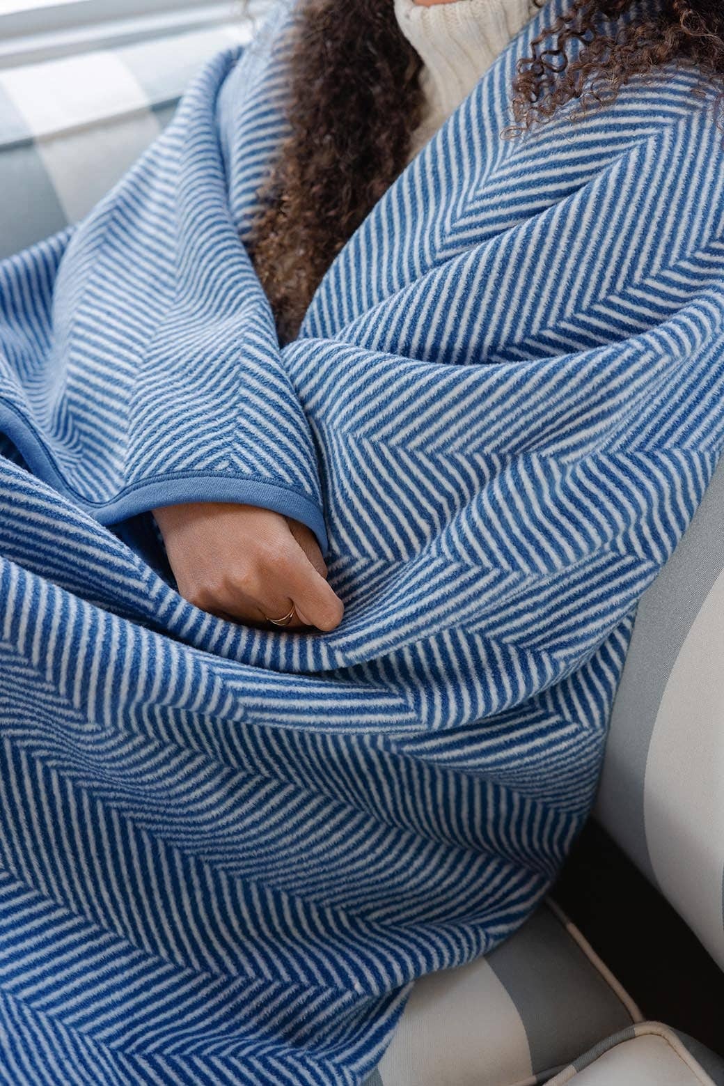 Harborview Herringbone Cornflower Blanket, Original