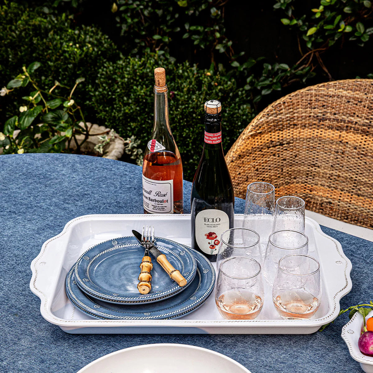 Juliska Berry & Thread Melamine 24" Tray, Whitewash