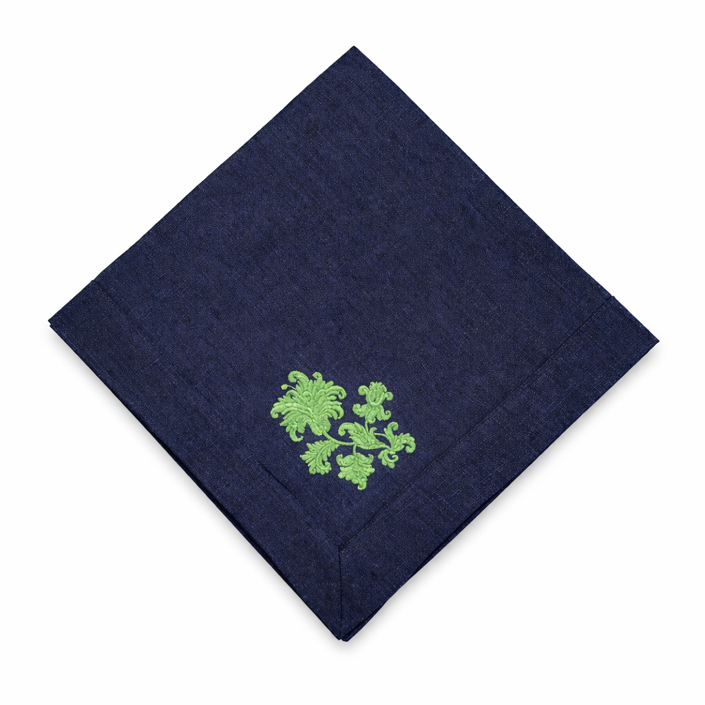 Whimsey Floral Large Napkin, Navy & Green