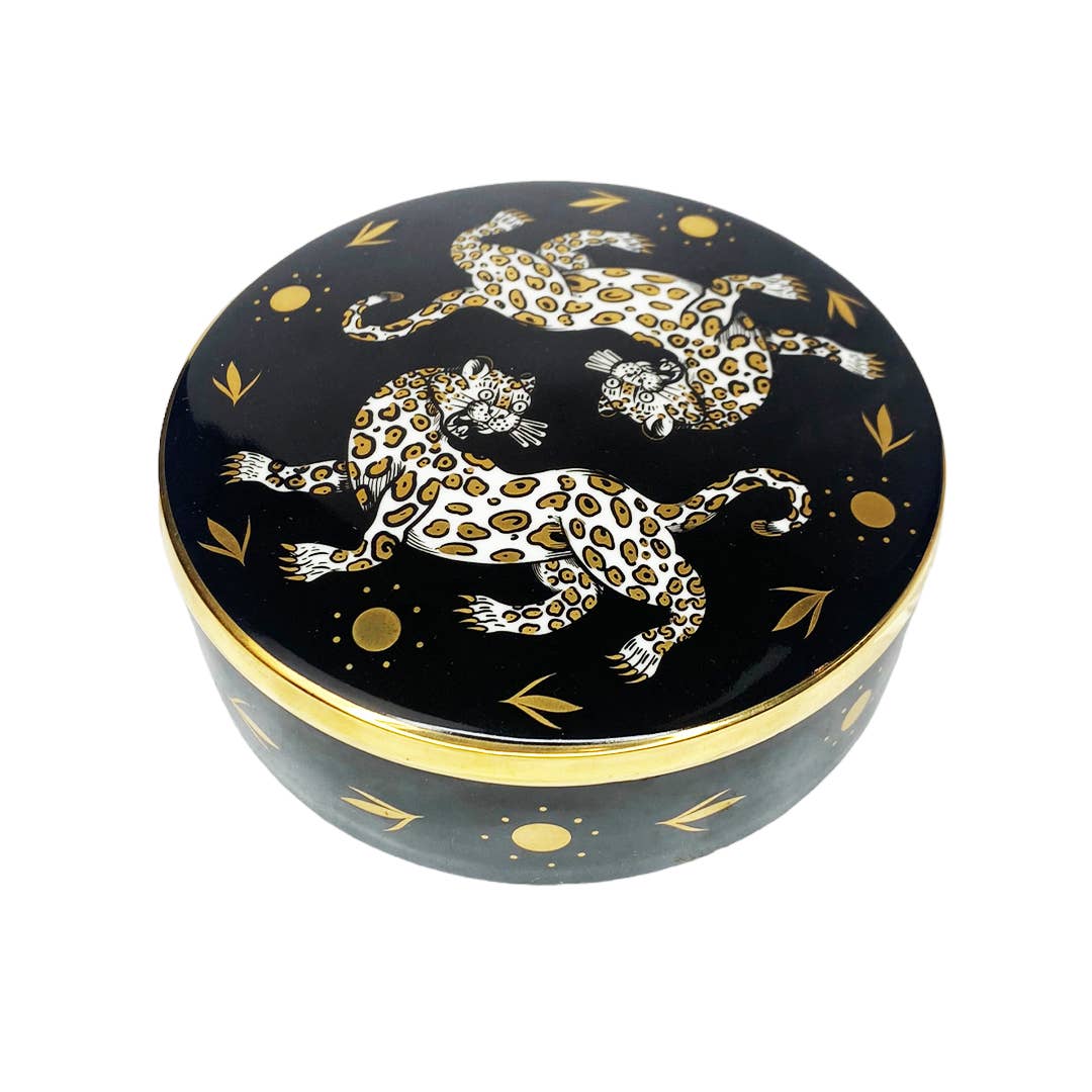 Cheetah Dance Ceramic Trinket Box