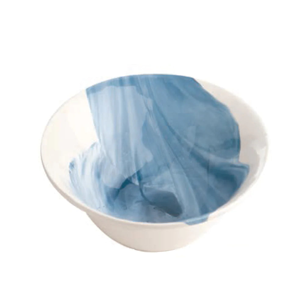 Blue and White Ceramic Splash Soup Bowl