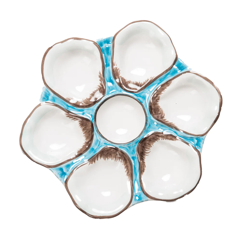 Turquoise Ceramic Round Oyster Plate