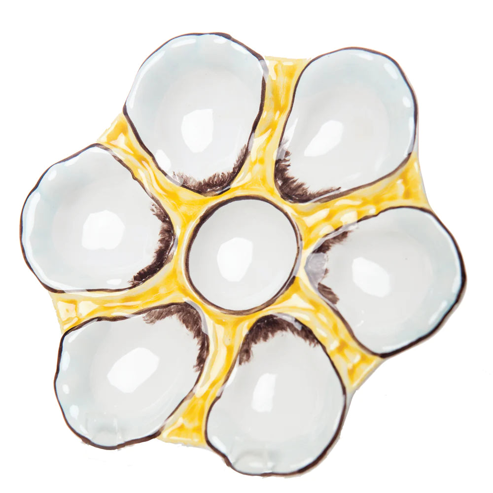 Canary Yellow Ceramic Round Oyster Plate