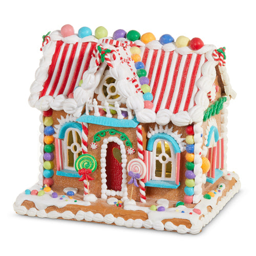 Festive Lighted Gingerbread Candy House