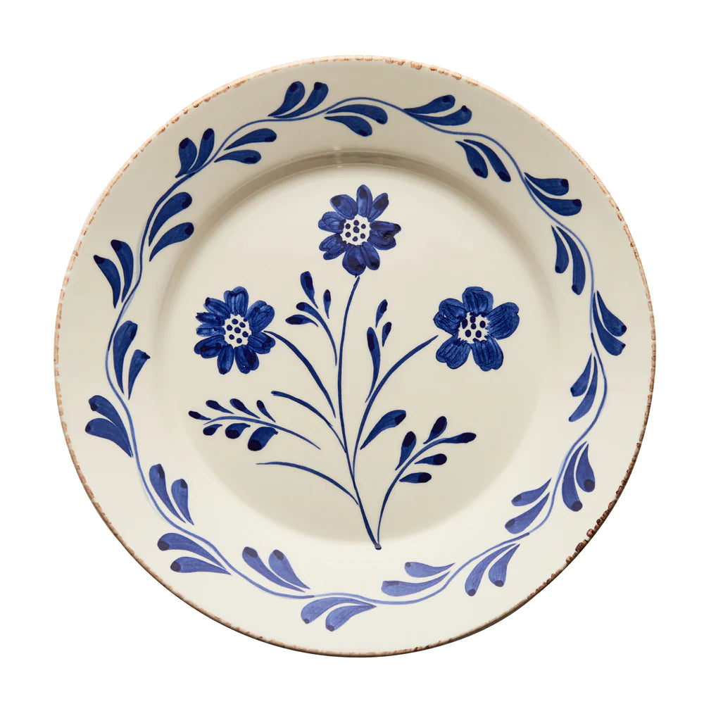 Flowers and Vines Blue and White Dinner Plate
