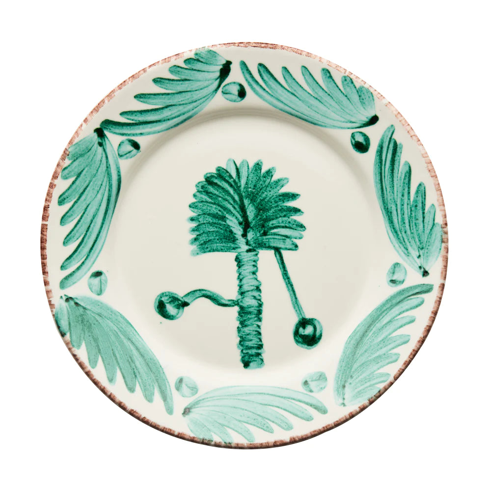 Palm Green and White Dinner Plate