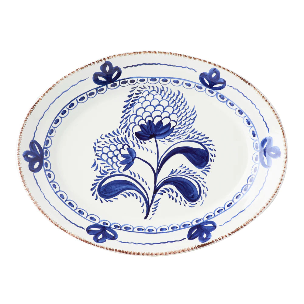 Oval Blue and White Platter