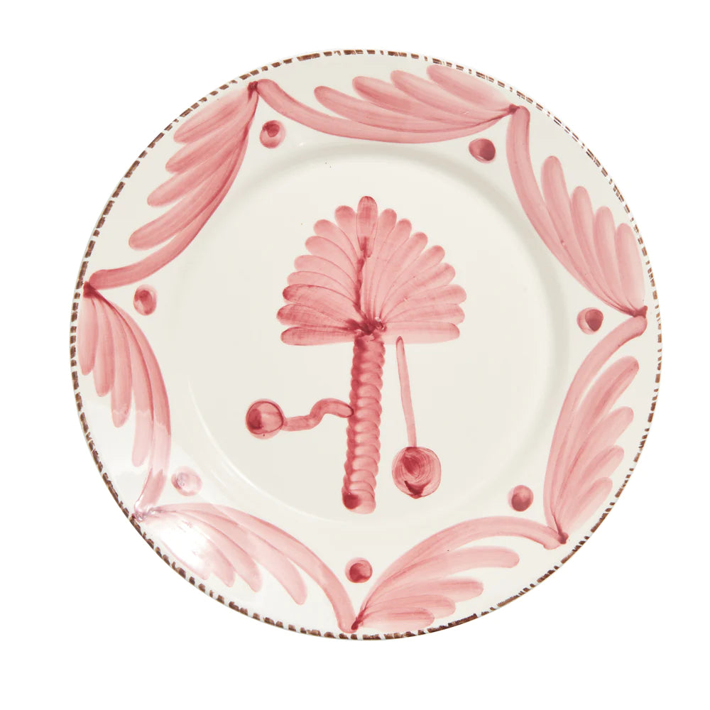 Palm Pink and White Dinner Plate