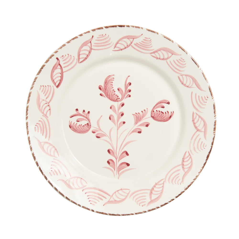 Flowers and Shells Pink and White Dinner Plate