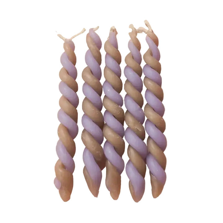 Purple Smoke Twisted Beeswax Candles, Set of 5