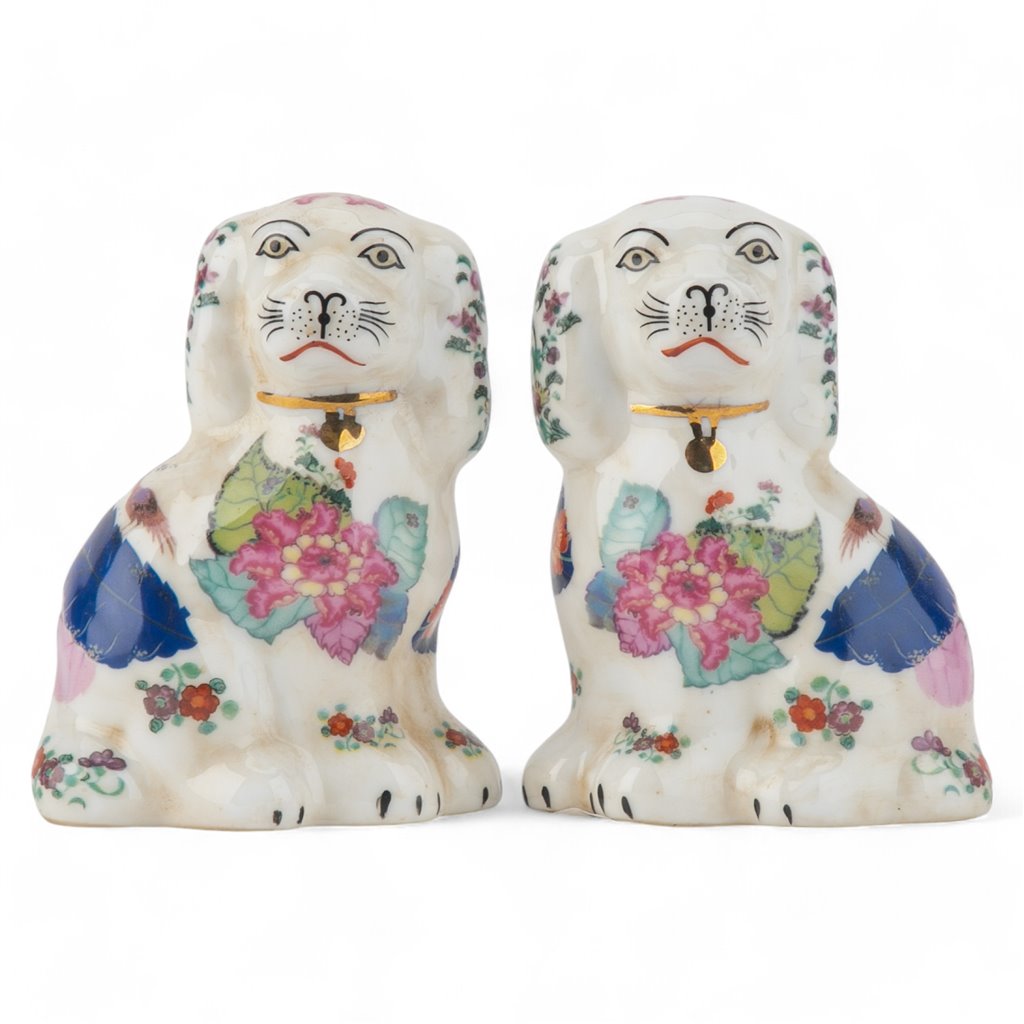 Tiny Tobacco Leaf Small Spaniels, Pair