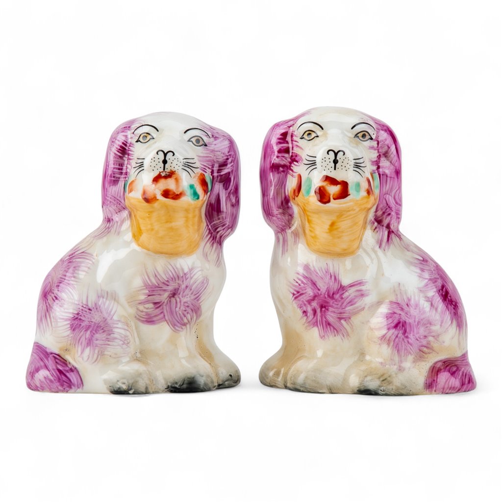Prissy Pink Basket Spaniels, Pair