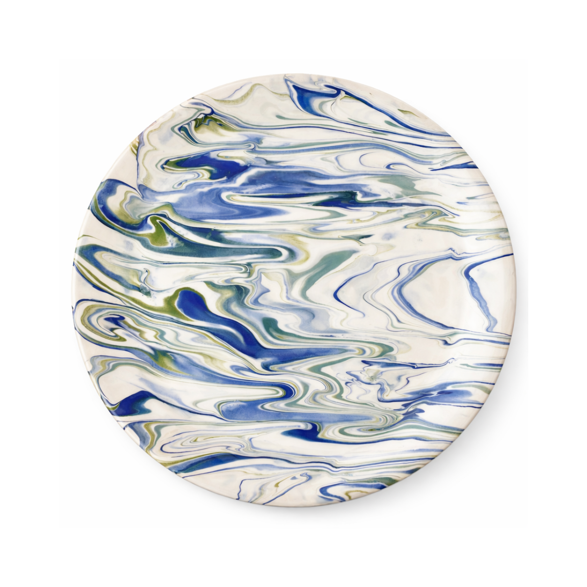 Marbled Dinner Plate, Blue and Green