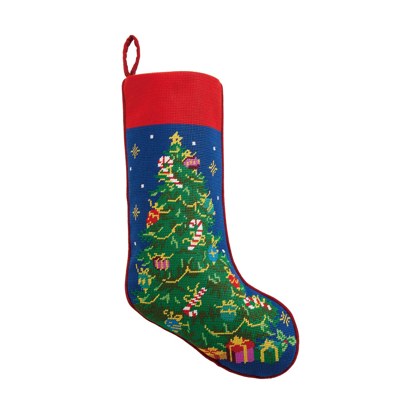 Festive Tree Needlepoint Stocking