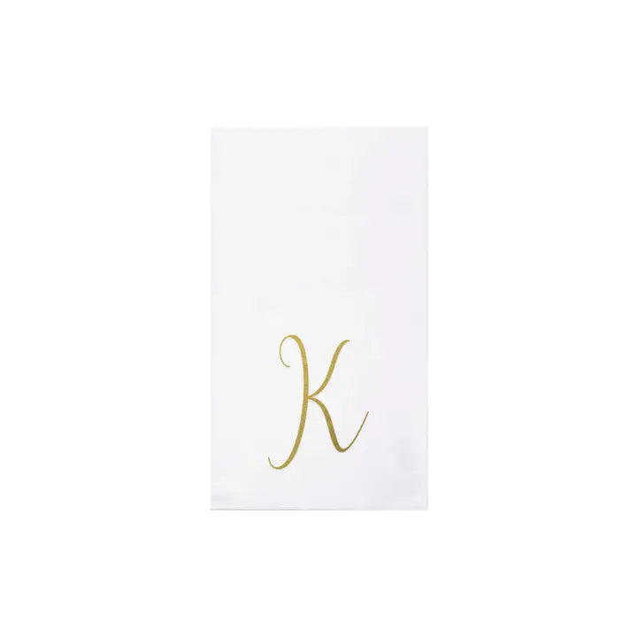 Vietri Papersoft Gold Monogram Guest Towel Napkins, K