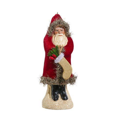 St. Nick Red Velvet Santa Ornament