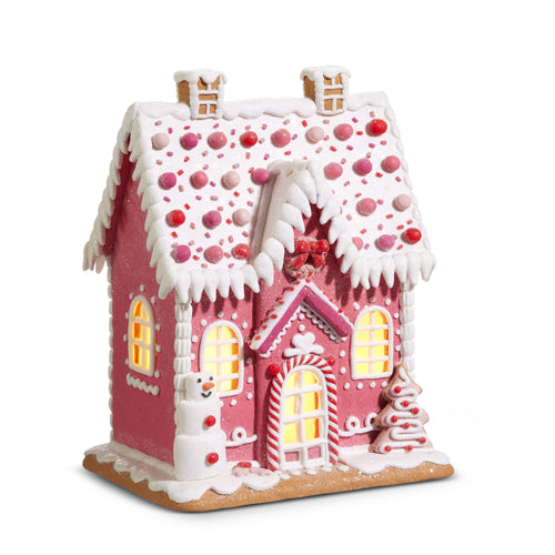 Poppy Pink Lighted Gingerbread House