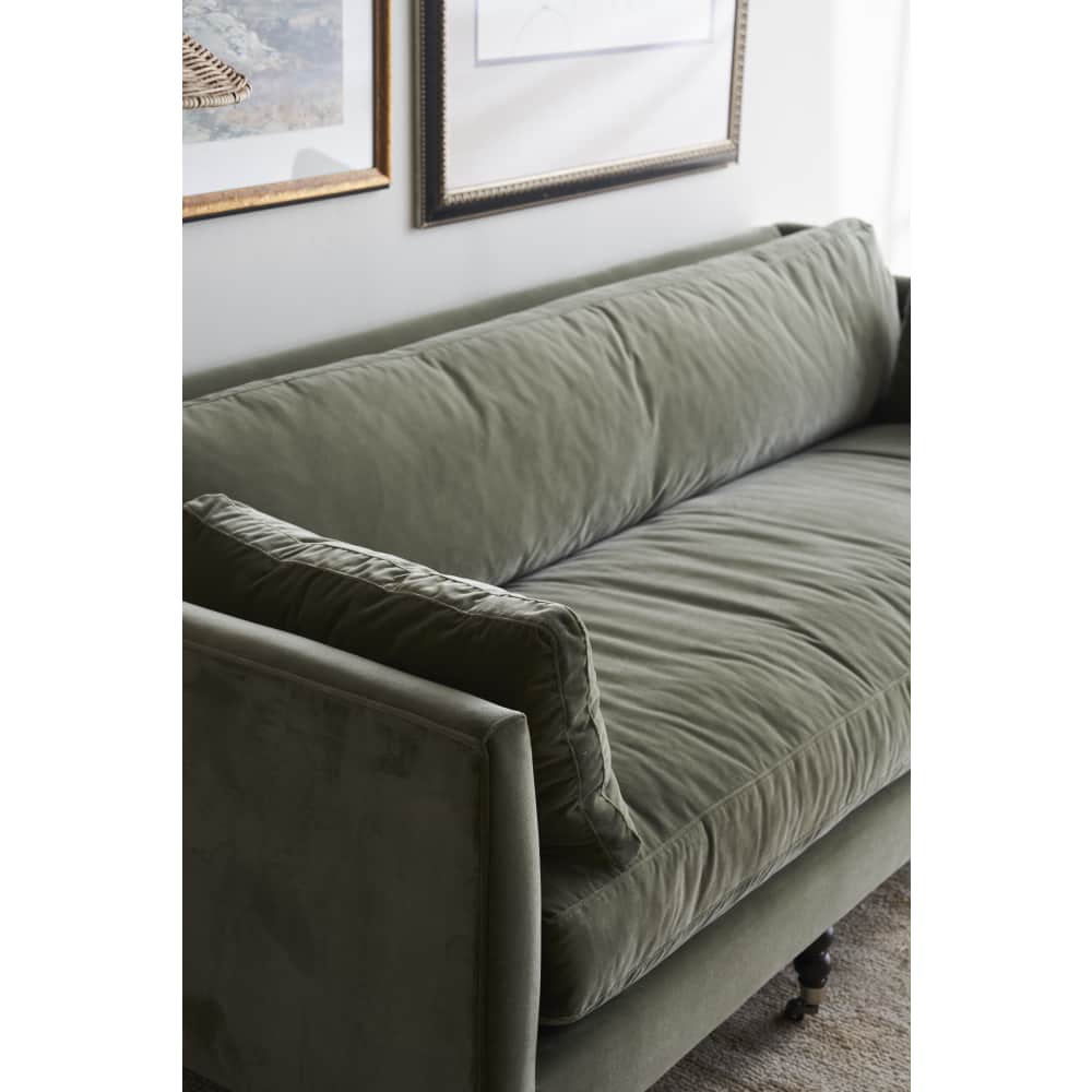 Madeline Sofa, Antiqued Moss Velvet, 90"