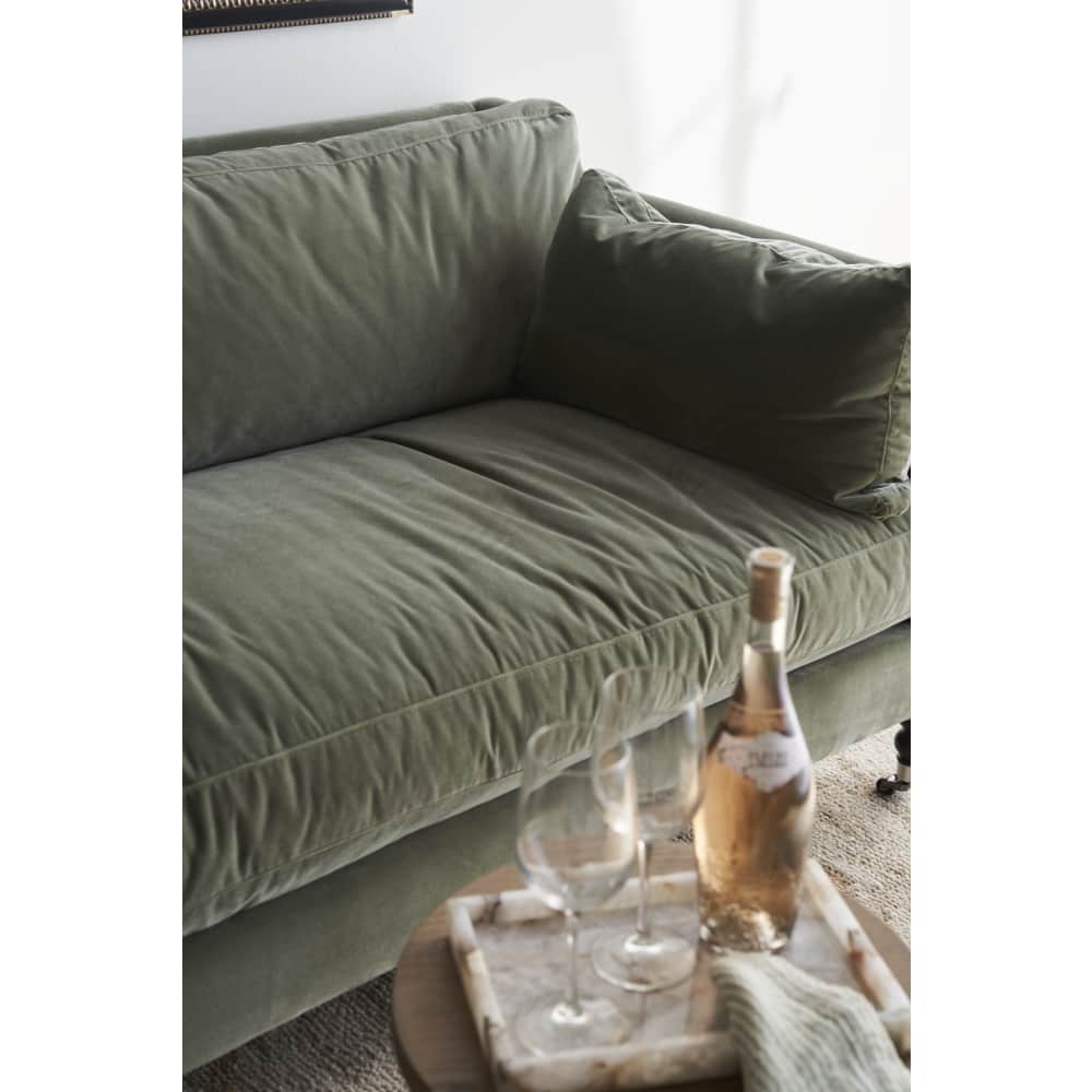 Madeline Sofa, Antiqued Moss Velvet, 90"