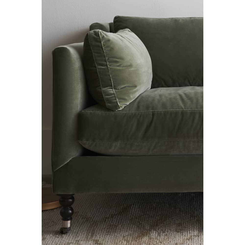 Madeline Sofa, Antiqued Moss Velvet, 90"