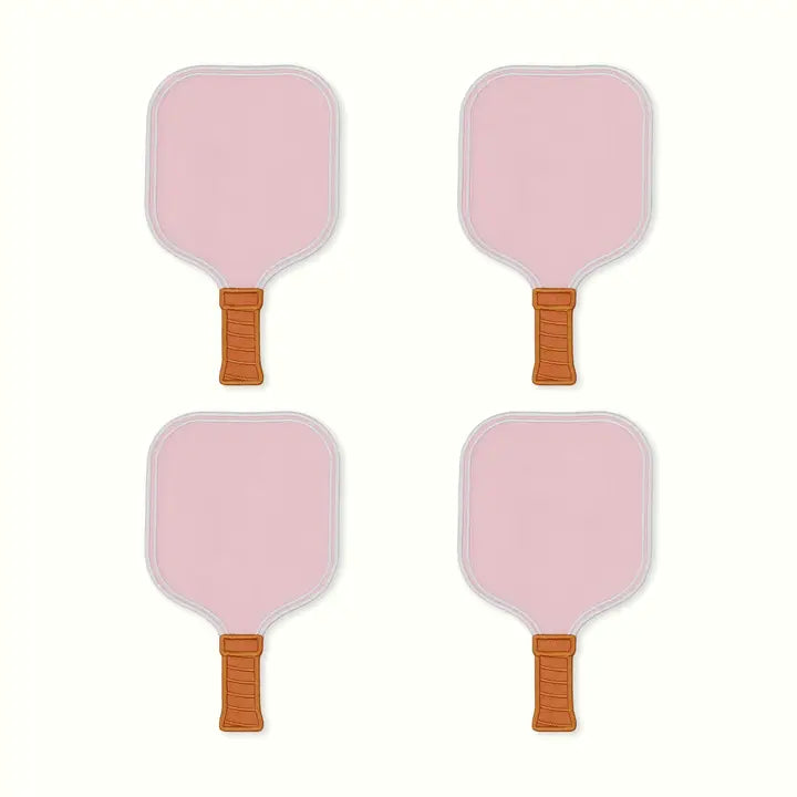 Pink Pickleball Paddle Linen Cocktail Napkins, Set of 4